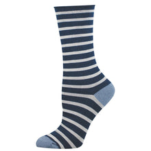 Load image into Gallery viewer, Socksmith Bamboo Basic Sailor Stripe Roll Top
