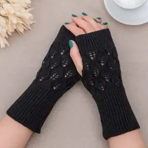 Sole Terra Accessories Knitted Hollow Out Long Open Toe Gloves