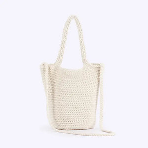Sole Terra Accessories Solid Color Bohemian Style Hand Woven Bag