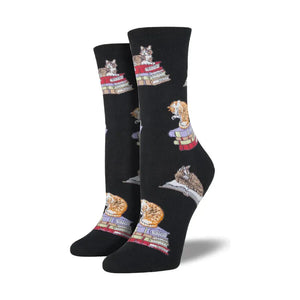 Socksmith Cats on Books Crew Sock